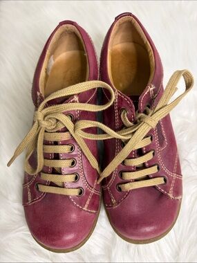 PORTOFINO Women's Burgundy Leather Lace-Up Casual Sneakers SIZE 36